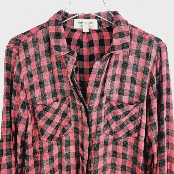 Anthropologie Cloth & Stone Buffalo Check Button Front Shirt - Picture 4 of 13